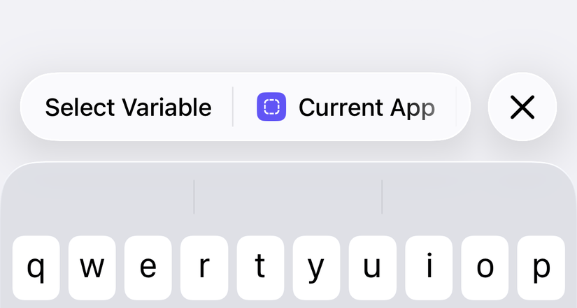 Select variable in Apple Shortcuts for iPhone.