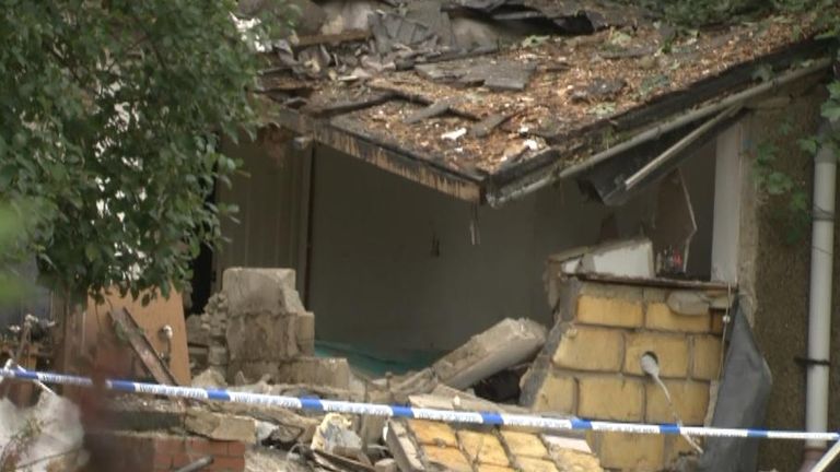 The roof damage to the house