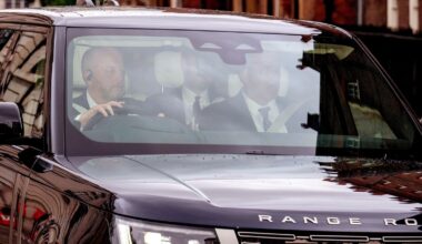 Prince Harry arrives at Clarence House. Pic: Getty Images