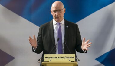 First Minister John Swinney during his speech in Edinburgh on Thursday. Pic: PA