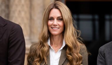 Kate shows off her lighter locks at the Natural History Museum. Pic: PA