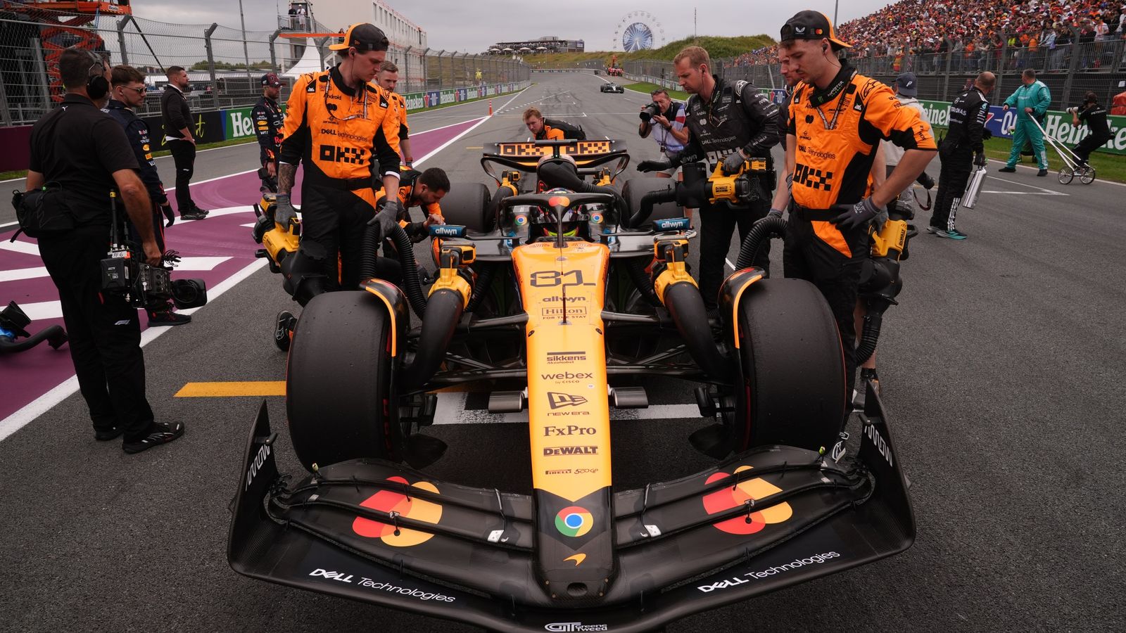 McLaren's Oscar Piastri on the grid before the Dutch Grand Prix at Circuit Zandvoort, Netherlands, on Sunday. Pic: PA