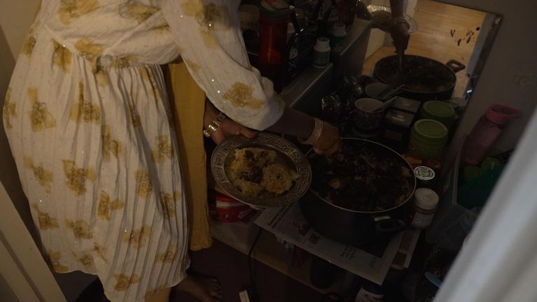 Sami's wife cooked dinners out of a cupboard in the one bedroom the family lived in 