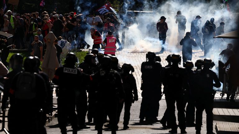 A protest in Nantes. Pic: Reuters
