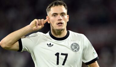 Florian Wirtz celebrates scoring Germany's third against Northern Ireland