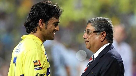 File image of MS Dhoni and N Srinivasan