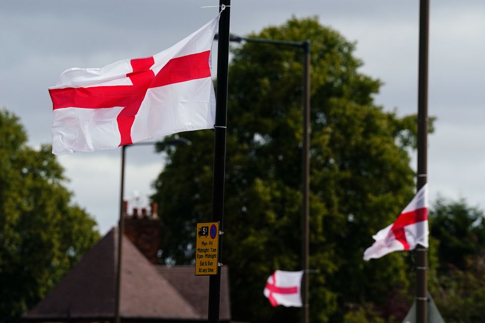 St George's flags fly from lampposts in Highters Heath\u200b