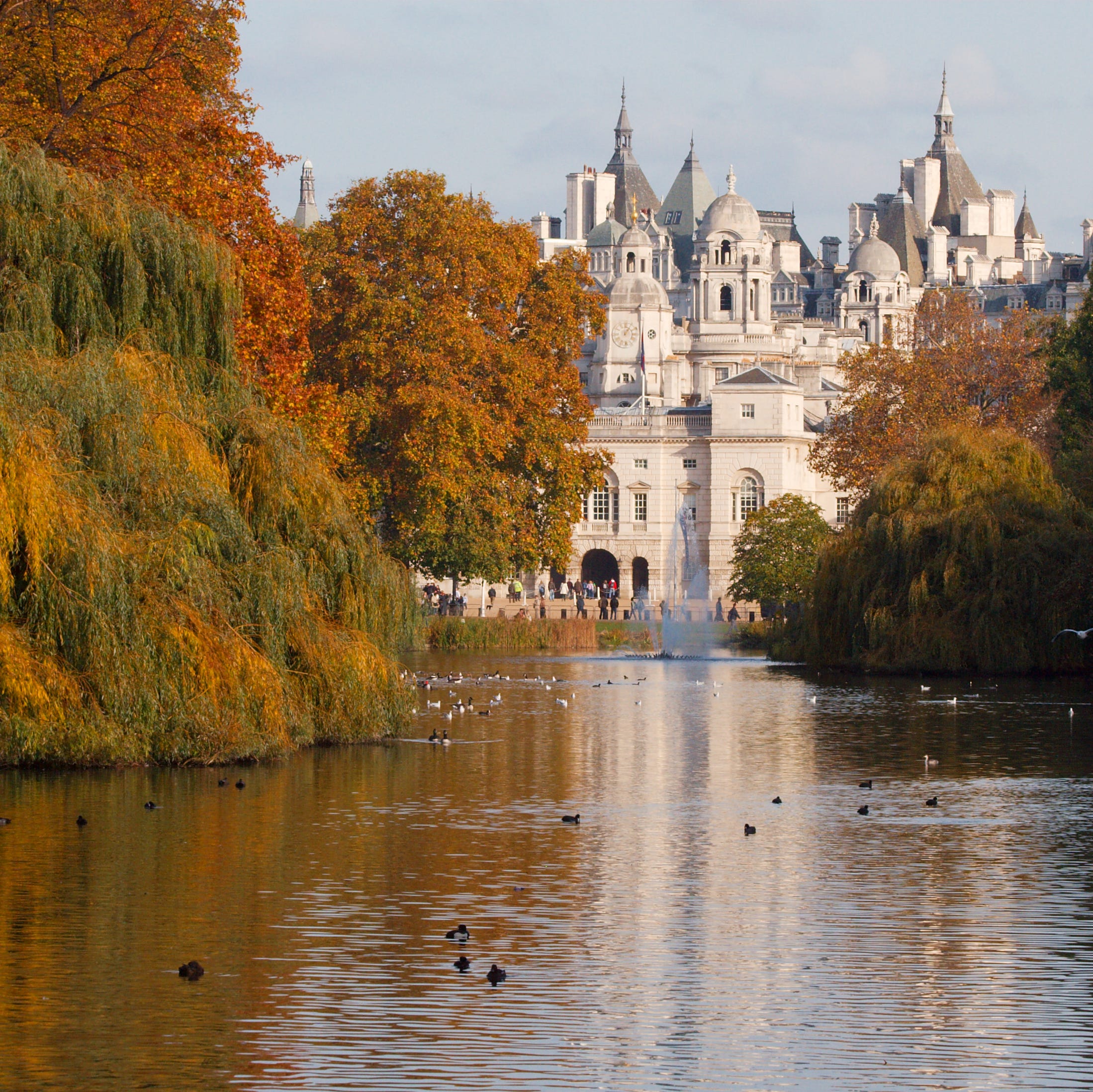 this is a picture of the guard house in london, from this angle and with the city behind, it looks like magical castle