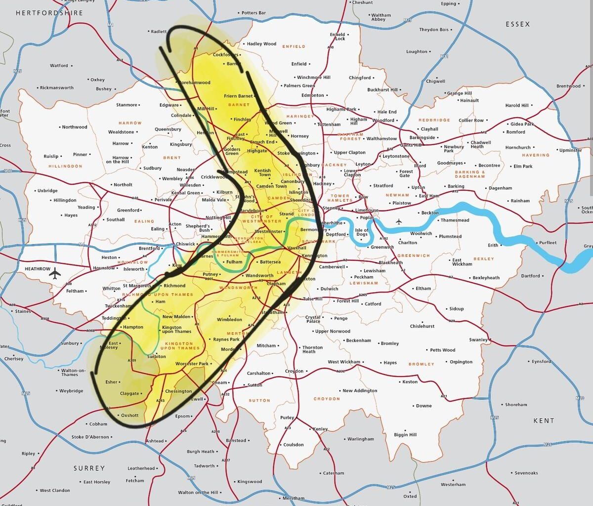 Most in-demand areas among home buyers are outside the 'London banana'