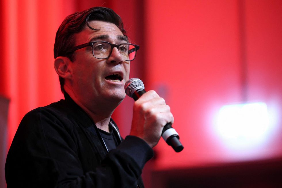 \u200bAndy Burnham speaking at a Labour fringe event