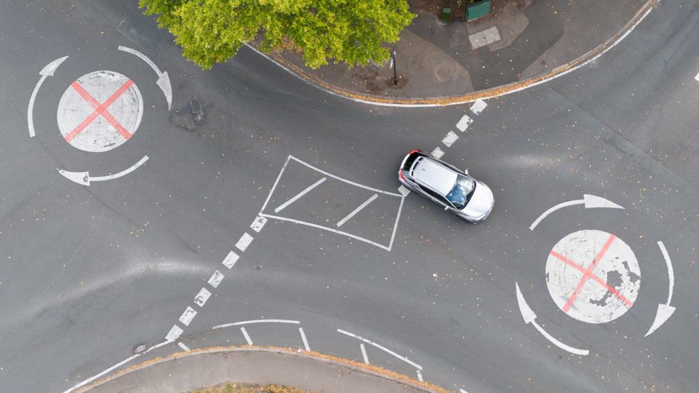 \u200bRoundabouts painted as St George's flags in Yardley Wood