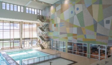 Swimming pool with large mural