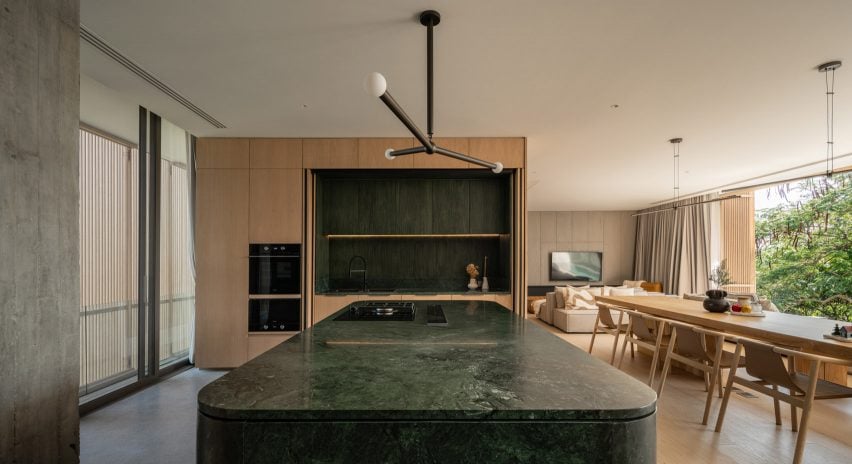 Living space interior at W House II by IDIN Architects