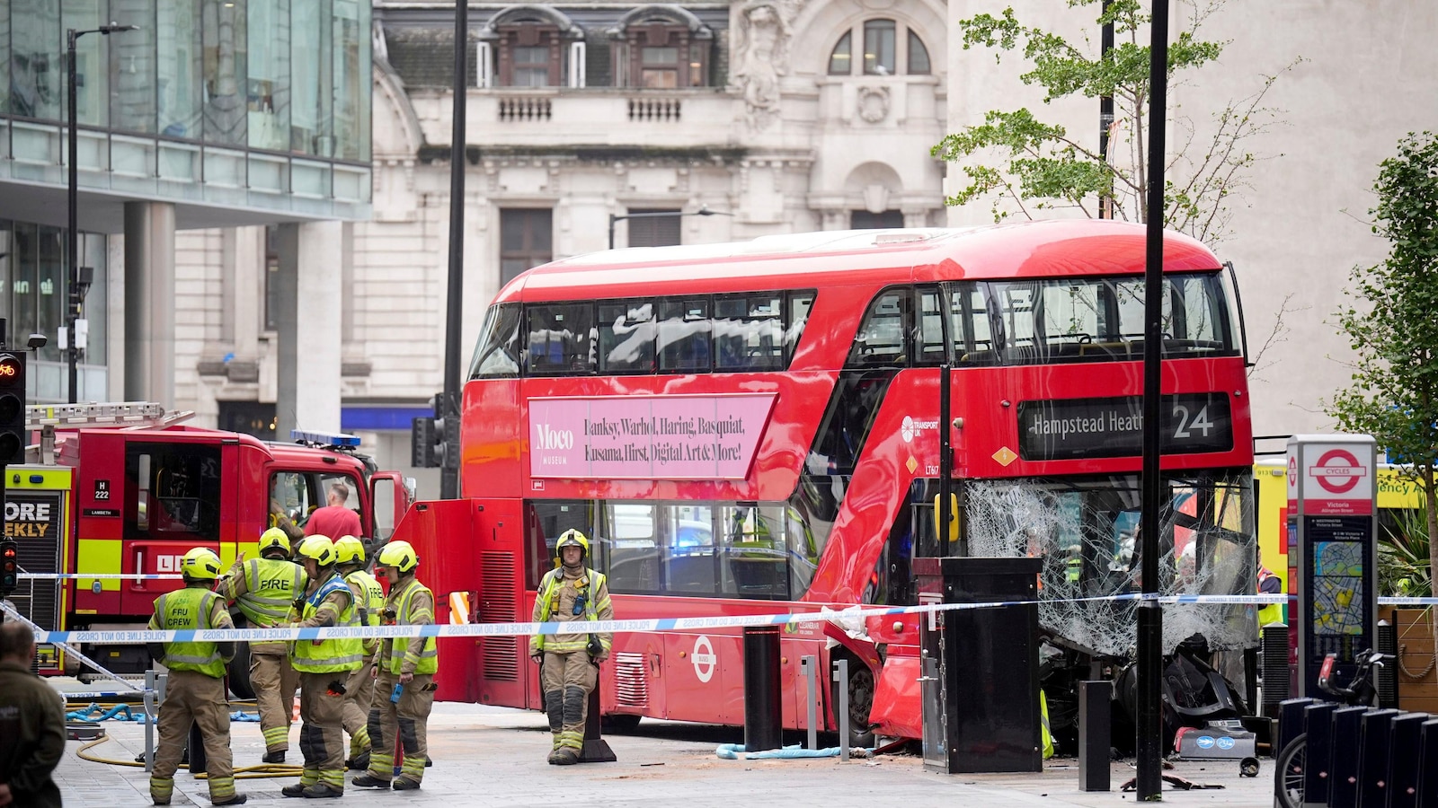 15 people hospitalized after double-decker bus crashes outside London station