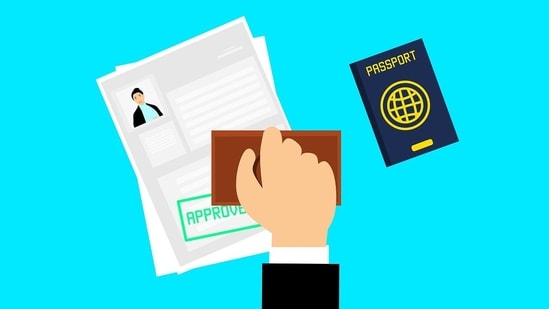 A representative image of a work visa and passport.(HT)