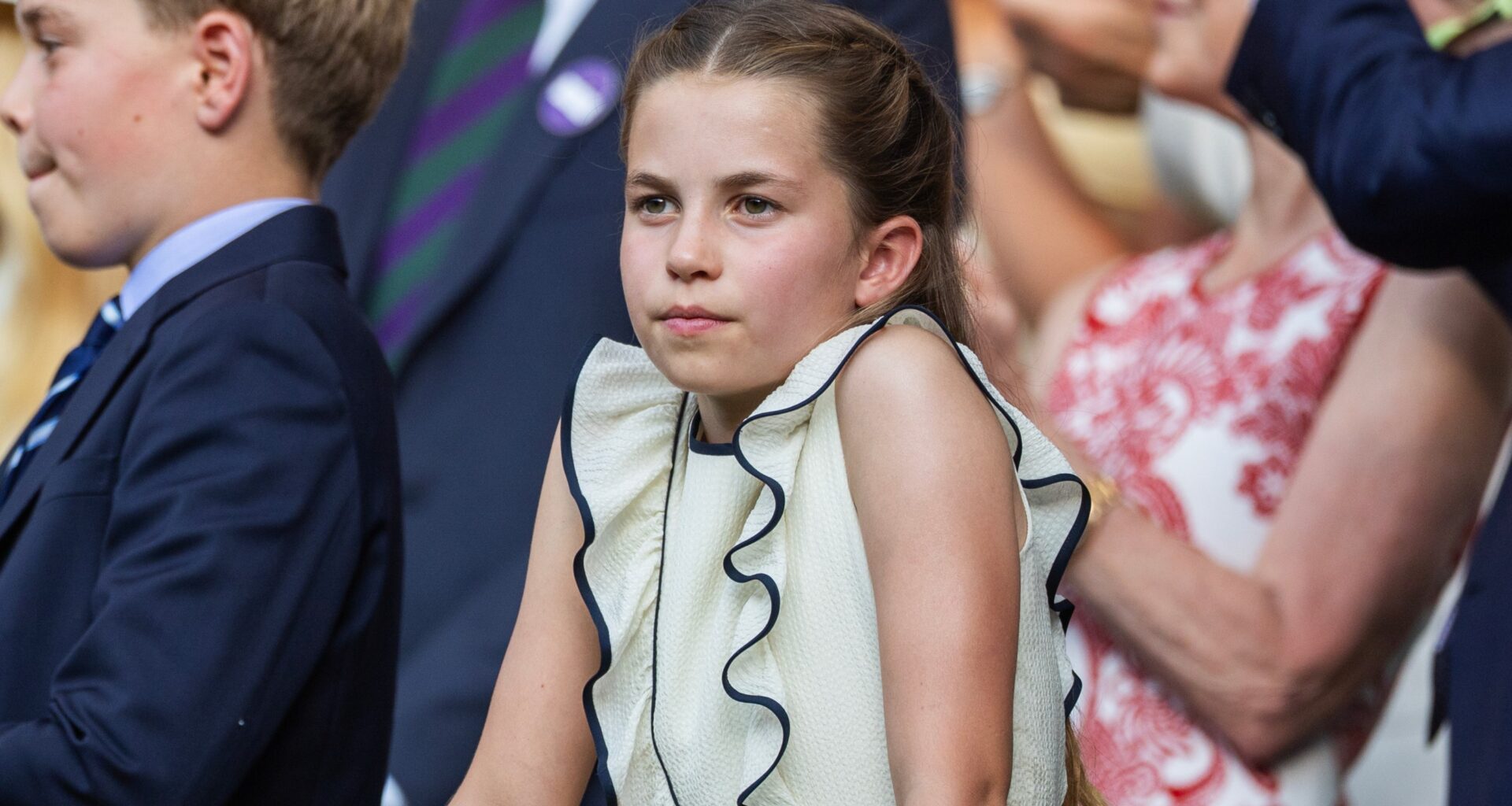Princess Charlotte watches the presentation ceremony of the Gentlemen's Singles Final on Centre Court at Wimbledon on July 13th, 2025