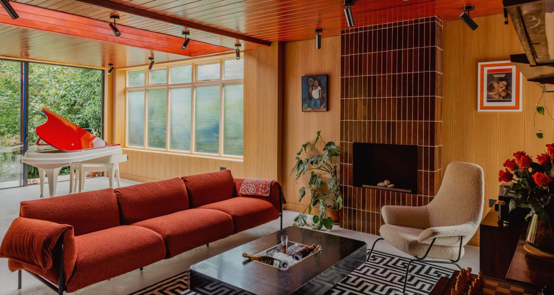Eight autumnal living spaces dressed in green, brown and orange hues