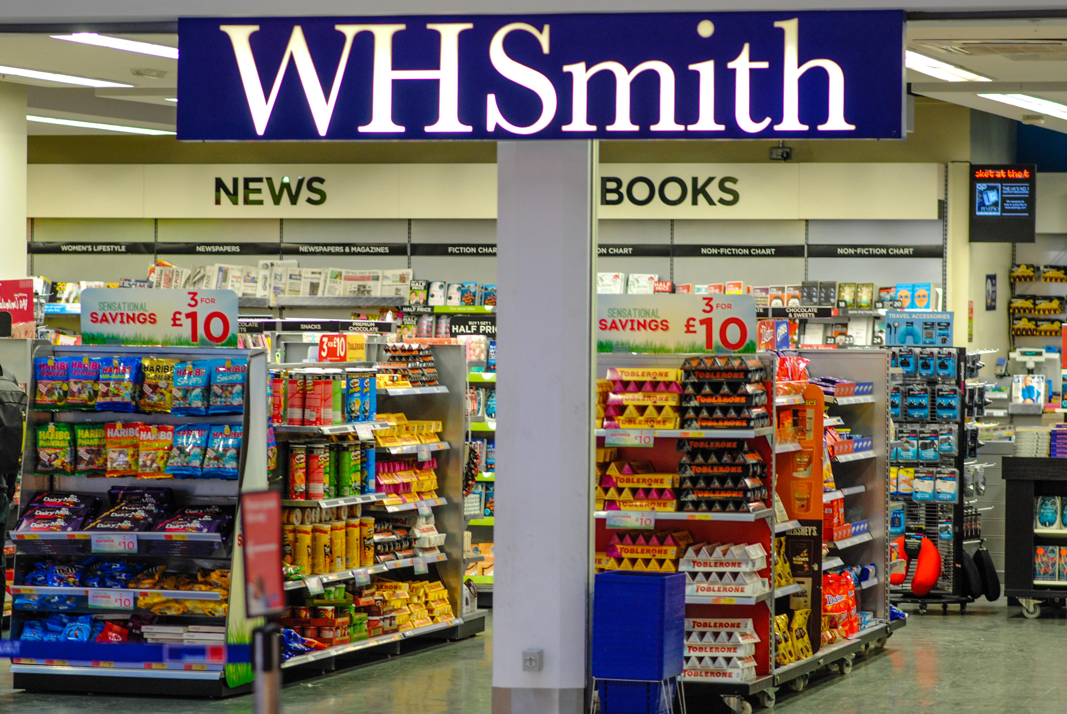WHSmith store at Heathrow Airport, London.