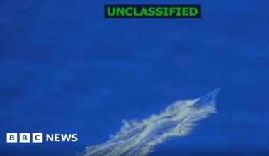 A screengrab from a video Trump shared on social media of a boat before it was attacked