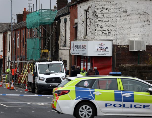 Police were on the scene to secure the area 
