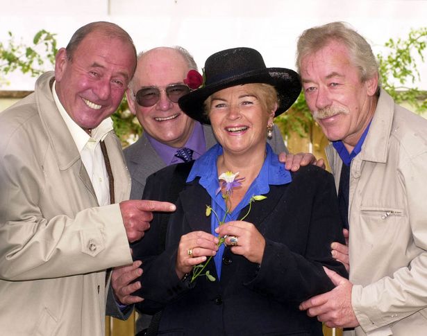 Mike Reid, Tony Caunter, Pam St Clement and Lesley Schofield, at the Chelsea Flower Show in London