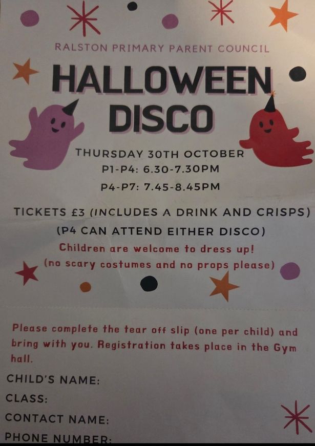 The leaflet issued by the school