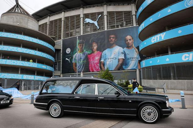 Ricky Hatton MBE funeral procession at Manchester Citys Etihad Stadium