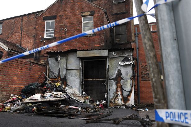 The aftermath of a fire at Hair Rocks, in Bury