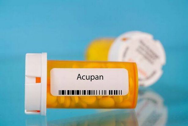 Acupan pill bottle, conceptual image