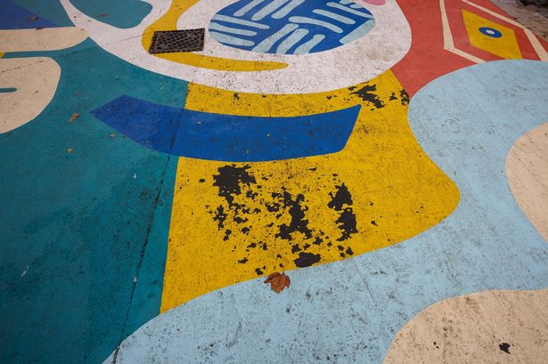 Some wear and tear is already visible on a new City Centre mural