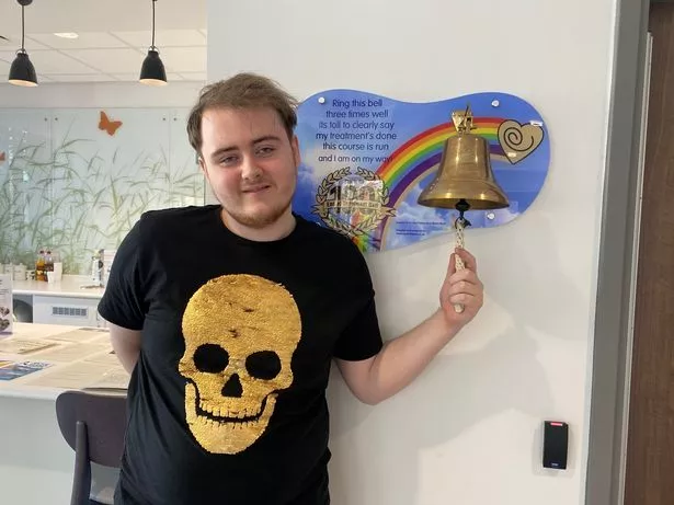 Lewis Scarth rang the bell at the end of treatment for cancer the first time around