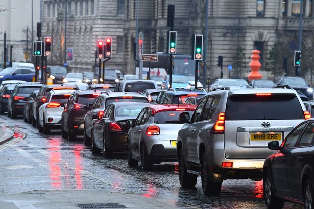 Motorists queuing up on the Strand.