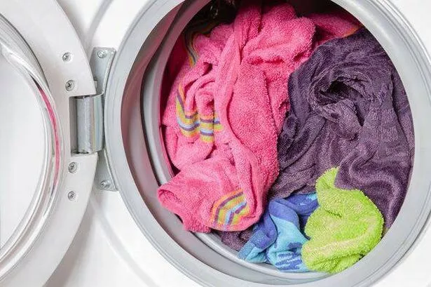 Colored towels in the washing machine