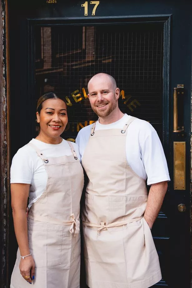 Ben Humphreys and his wife Bo outside Edinburgh Castle 