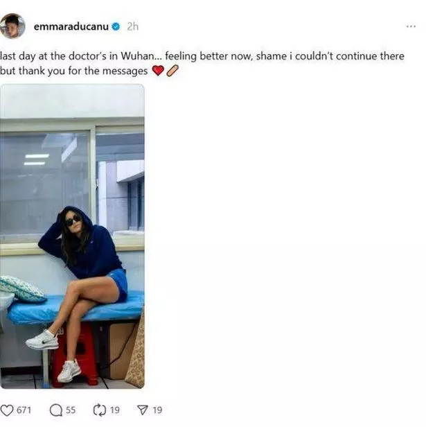 Emma Raducanu in the hospital