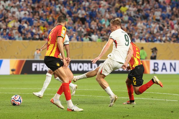 Liam Delap scoring his first Chelsea goal at the Club World Cup