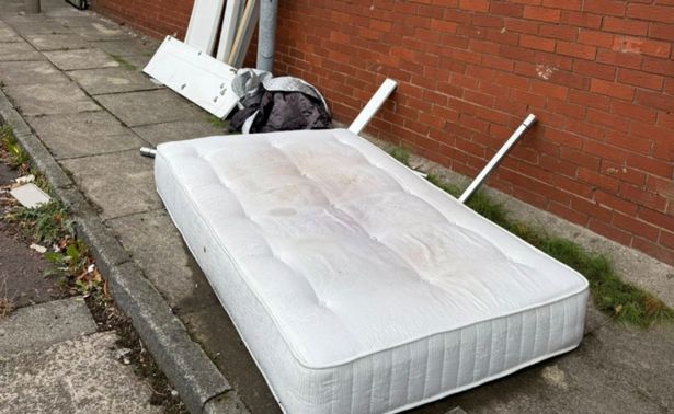Fly tipping left on Red Lomes in Bootle