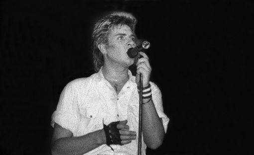 Simon Le Bon  of Duran Duran performs at Madison Square Garden on September 15, 1983 in New York City. 