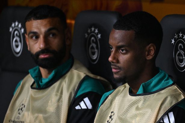 Alexander Isak on Liverpool's bench. 