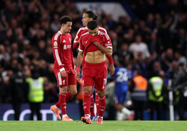 Mohamed Salah of Liverpool looks dejected after Estevao of Chelsea scored the winner