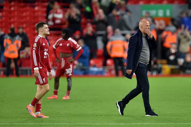 Florian Wirtz and Arne Slot following Liverpool's 2-1 defeat to Manchester United - and now the Reds could be set for talks with the Premier League