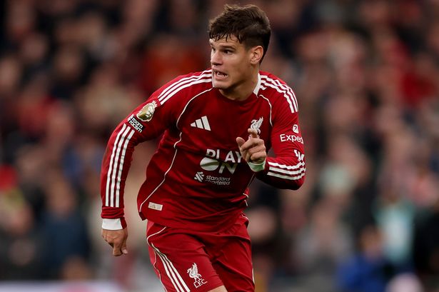 Milos Kerkez during Liverpool vs Manchester United