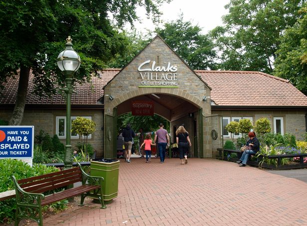 Clarks Village entrance, Street, Somerset, UK