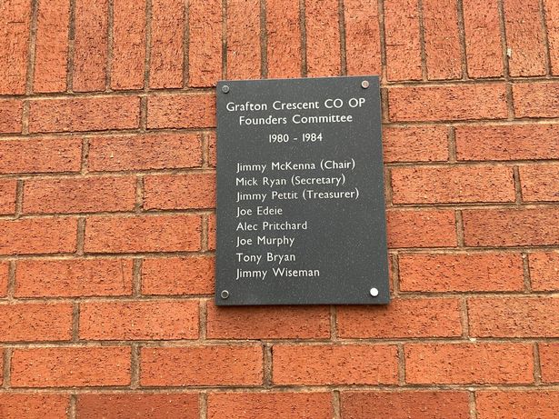 A plaque on a house in Grafton Crescent marking the founding of the housing co-operative