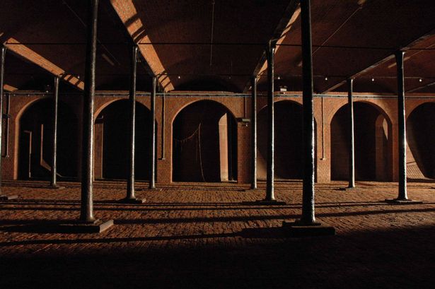A view inside Toxteth reservoir, with its cast iron columns, brick arches and vaults