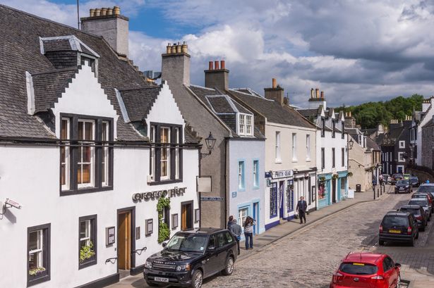 High Street with row of houses, Queensferry Scotland