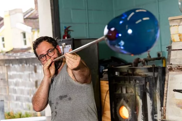 David Barry from Bristol Blue Glass in their workshop in Arno's Vale, Bristol