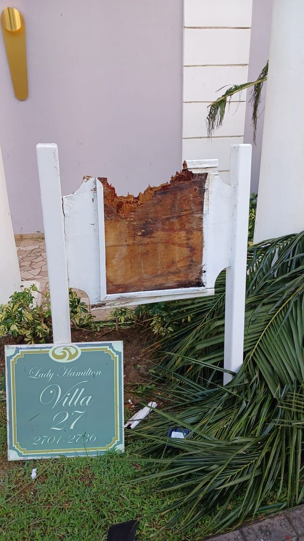 Damage caused to the Grand Palladium Lady Hamilton resort by Hurricane Melissa