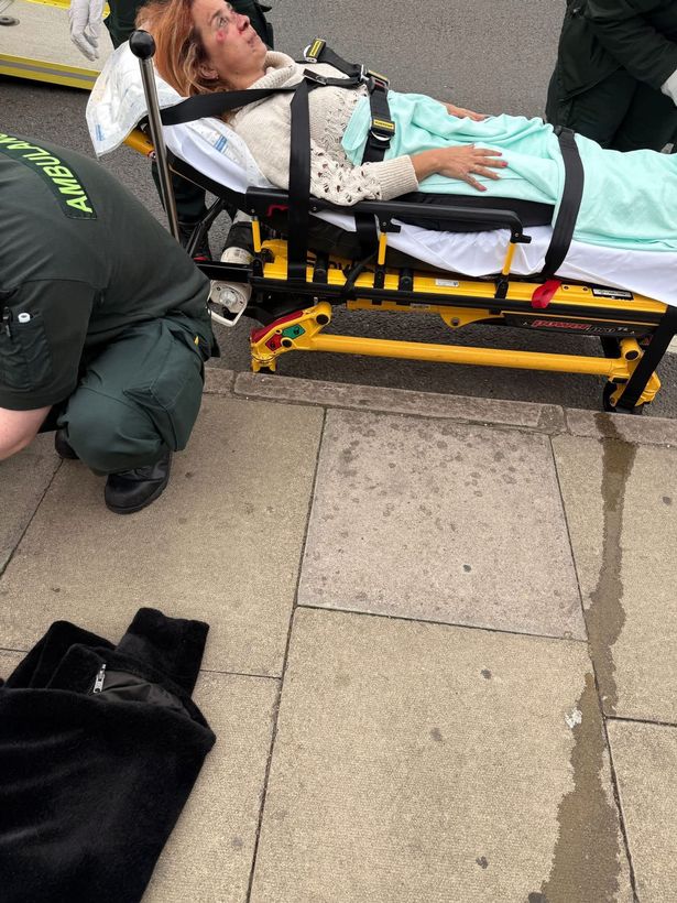 Isabel in an ambulance bed