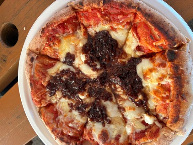Goats cheese and red onion marmalade pizza at Cardiff Halloween Festival